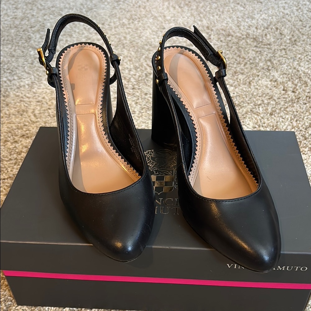 Vince Camuto Black Heels with Adjustable Strap